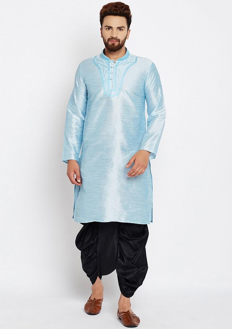 Black Solid Poly Blend Dhoti For Men