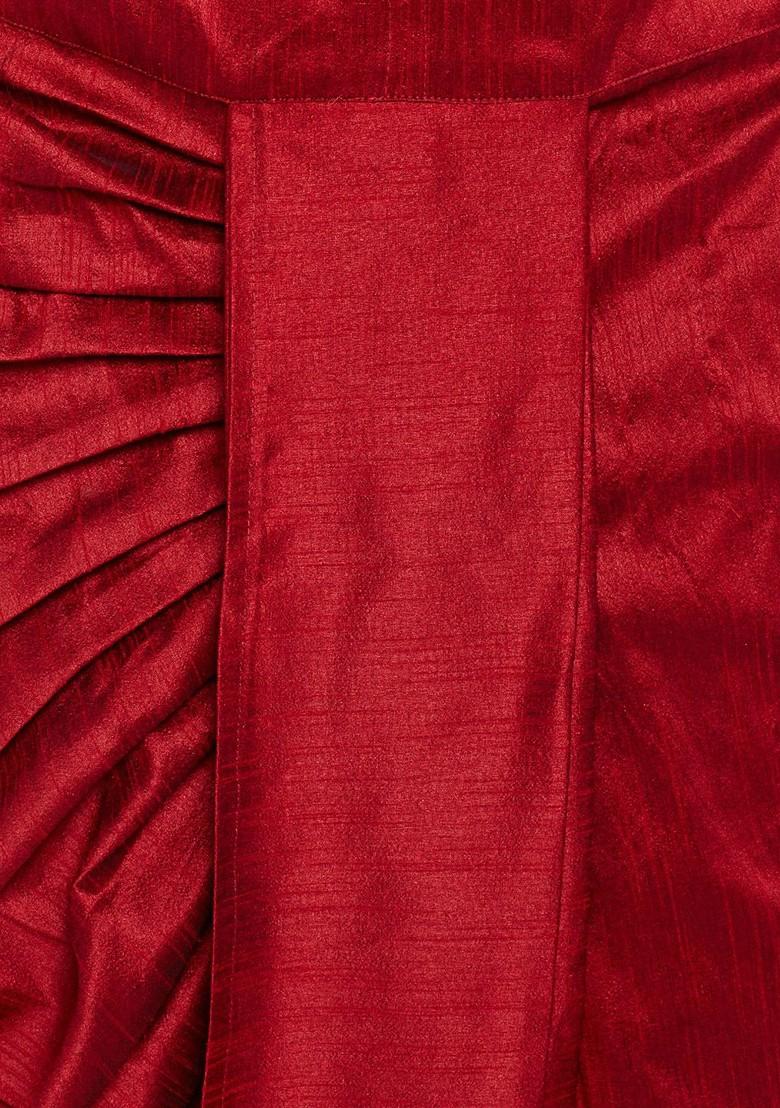 Maroon Solid Poly Blend Dhoti For Men