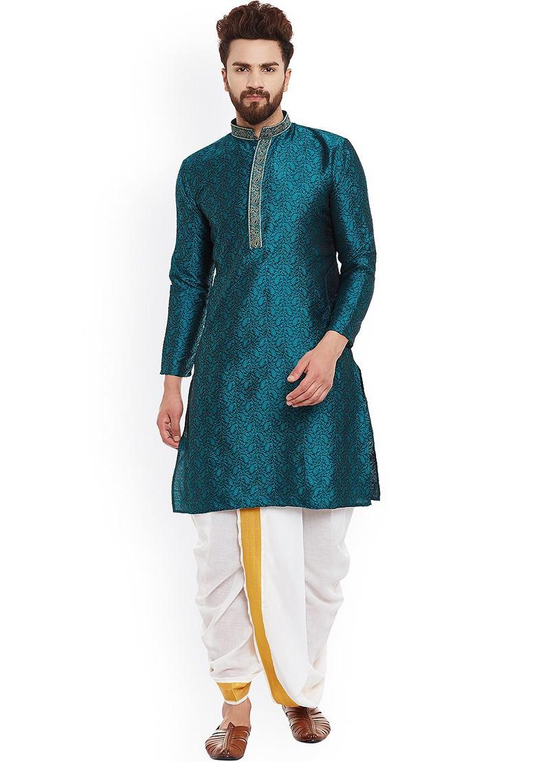 Orange Solid Poly Blend Dhoti For Men