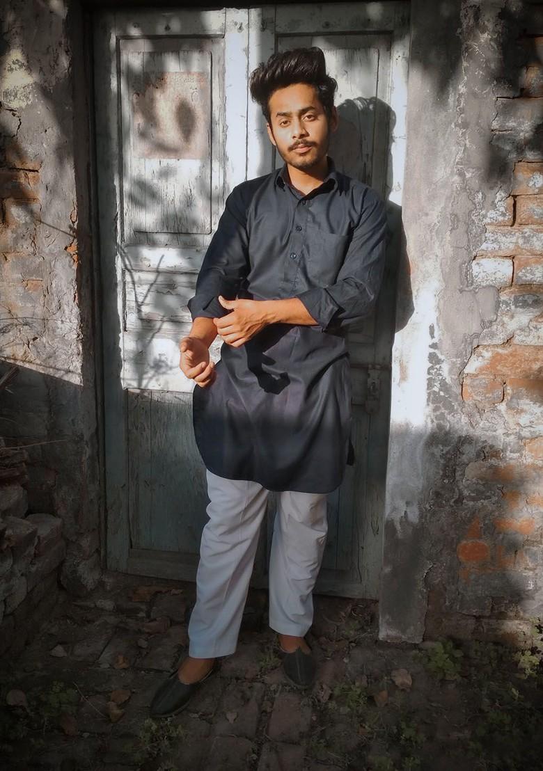 Off White Solid Silk Churidar For Men