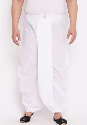 White Solid Cotton Dhoti For Men