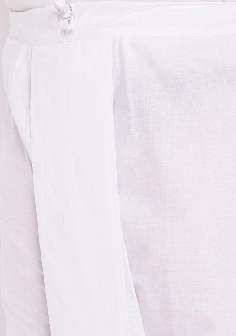 White Solid Cotton Dhoti For Men