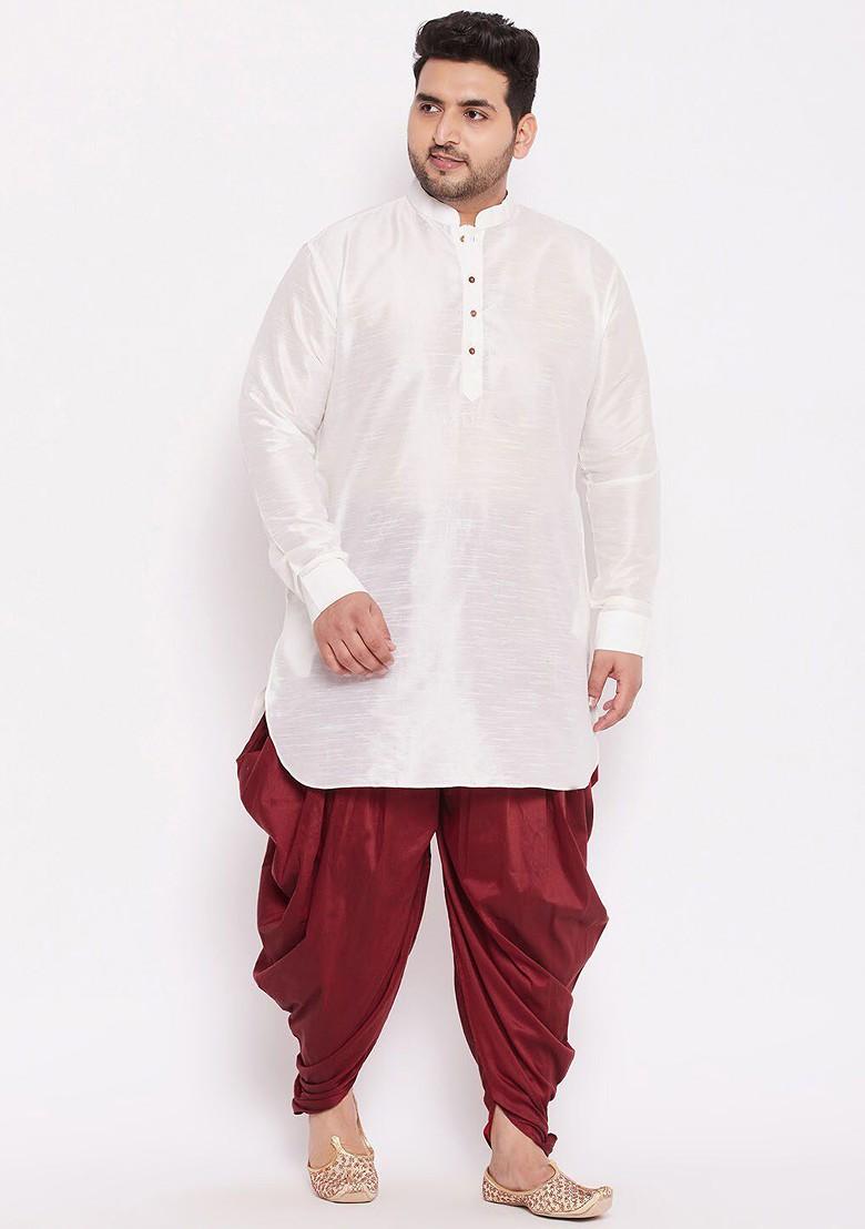 Maroon Solid Poly Blend Dhoti For Men