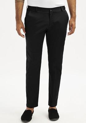 Black Solid Poly Blend Pyjama For Men