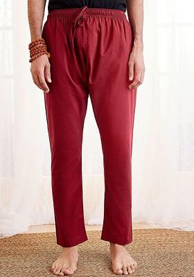 Maroon Solid Cotton Pyjama For Men