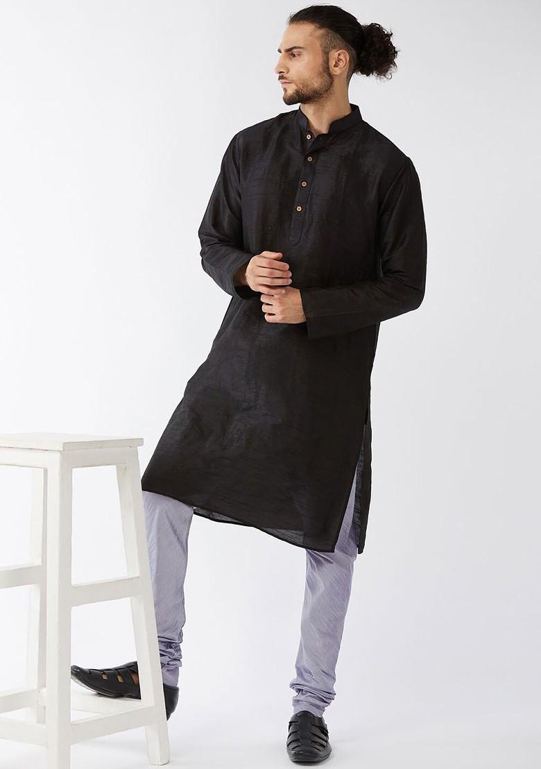 Lavender Solid Poly Blend Churidar For Men