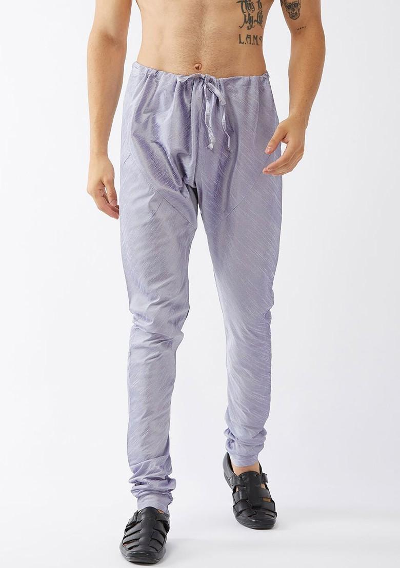 Lavender Solid Poly Blend Churidar For Men