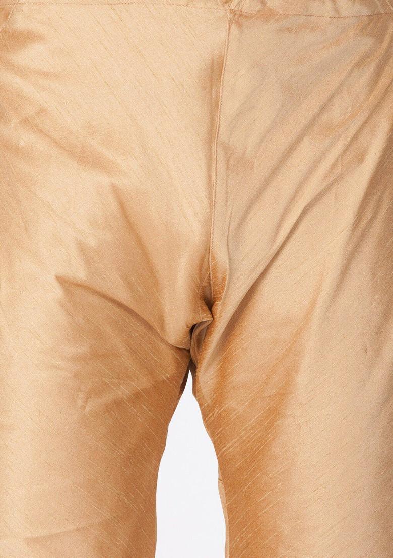 Rose Gold Solid Poly Blend Churidar For Men