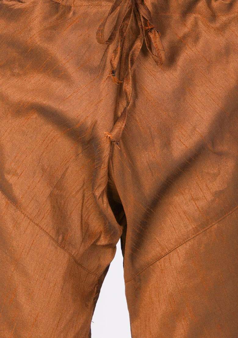 Coffee Brown Solid Poly Blend Churidar For Men - Indya