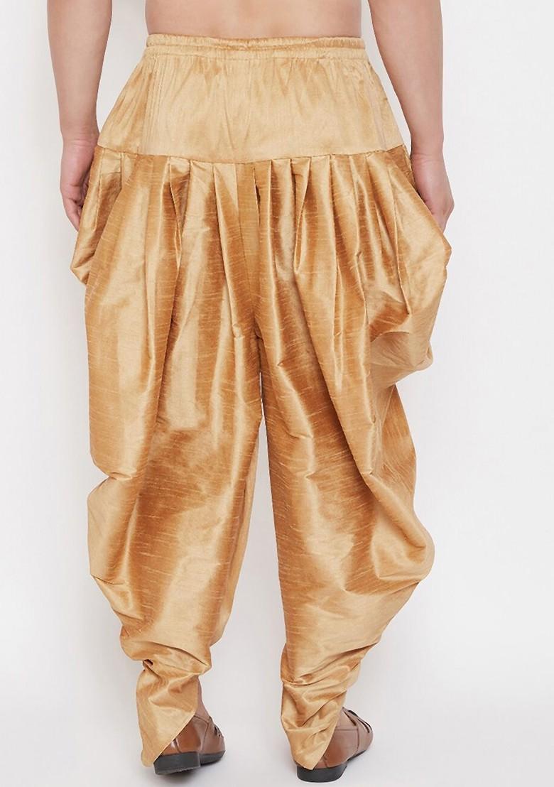 Rose Gold Solid Poly Blend Dhoti For Men