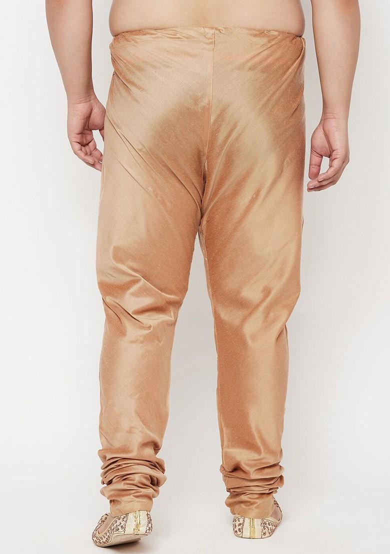 Rose Gold Solid Poly Blend Churidar For Men