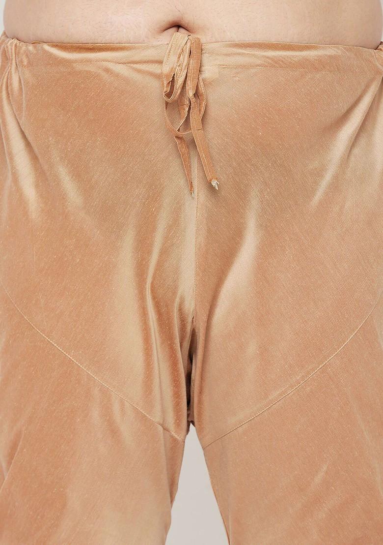 Rose Gold Solid Poly Blend Churidar For Men