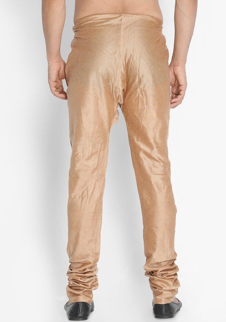 Rose Gold Solid Poly Blend Churidar For Men