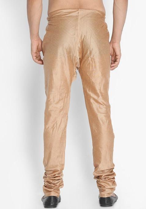 Rose Gold Solid Poly Blend Churidar For Men