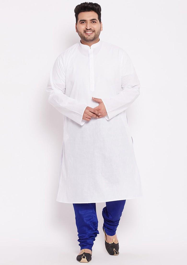Blue Solid Poly Blend Churidar For Men