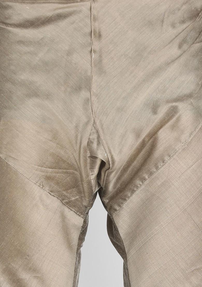 Brown Solid Poly Blend Churidar For Men