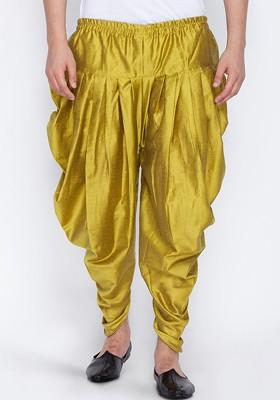 Green Solid Poly Blend Dhoti For Men