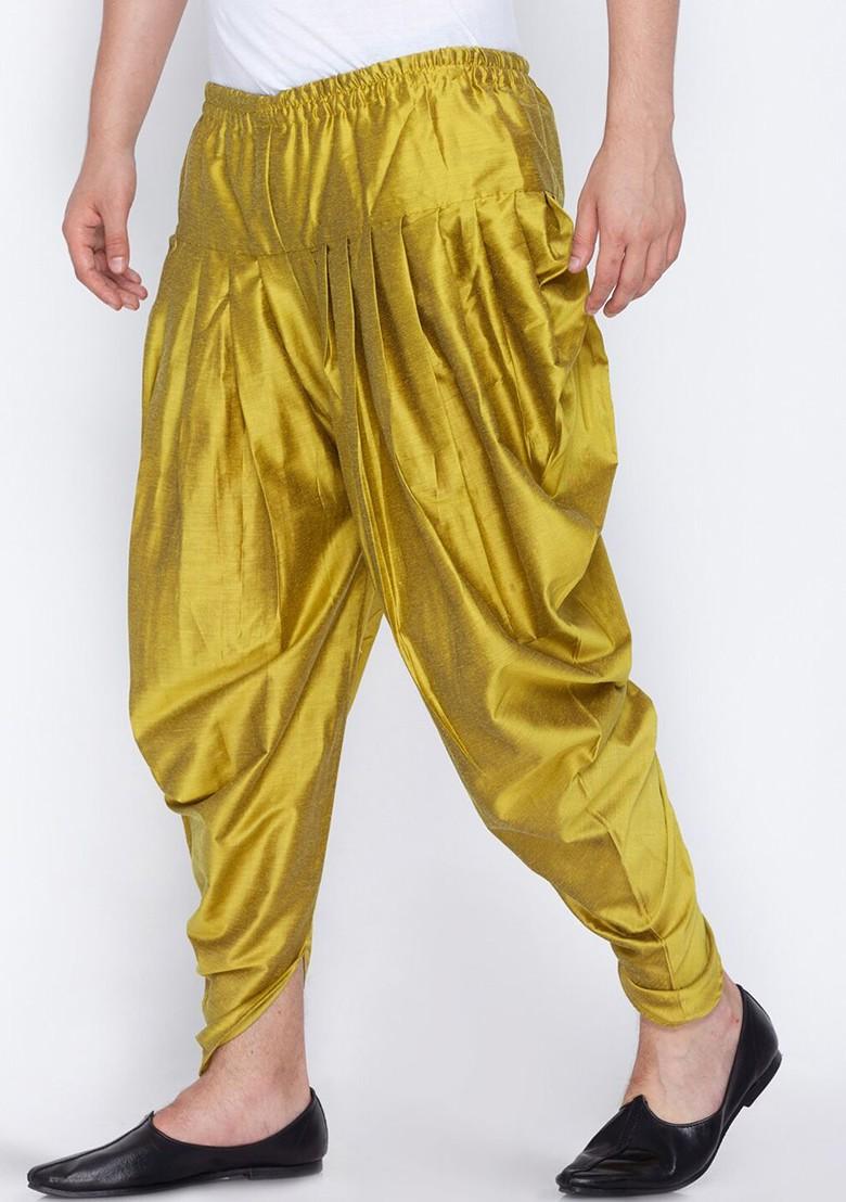 Green Solid Poly Blend Dhoti For Men