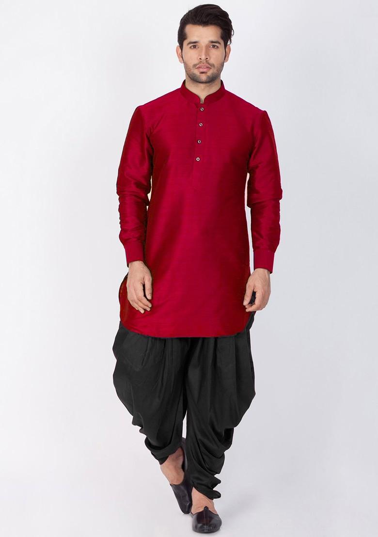 Black Solid Poly Blend Dhoti For Men