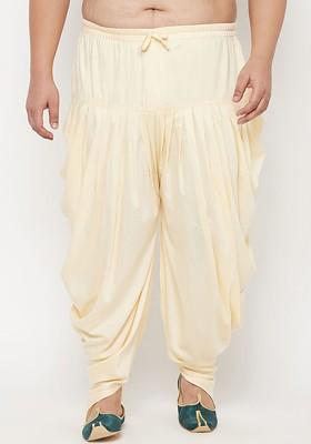 Gold Solid Poly Blend Dhoti For Men