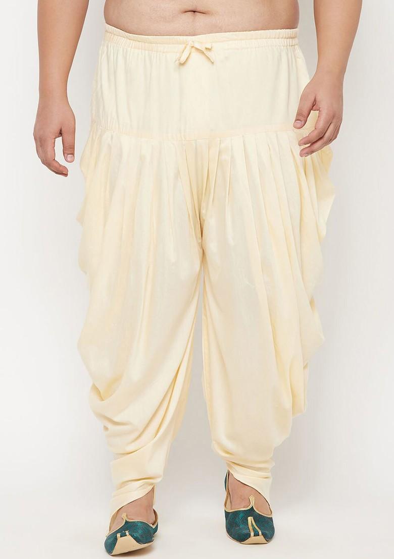 Gold Solid Poly Blend Dhoti For Men