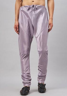 Lavender Solid Poly Blend Churidar For Men