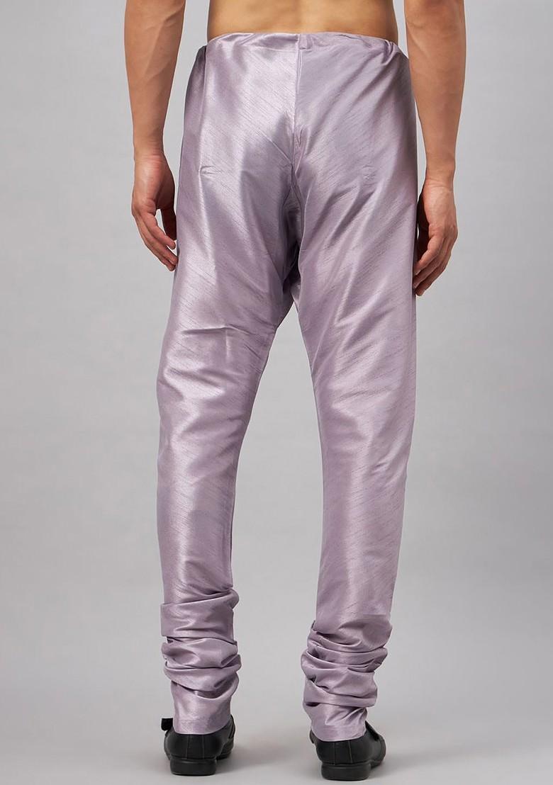 Lavender Solid Poly Blend Churidar For Men