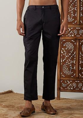 Black Solid Cotton Pyjama For Men
