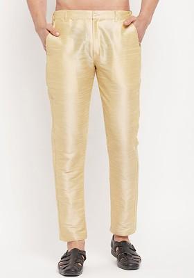 Gold Solid Silk Pyjama For Men