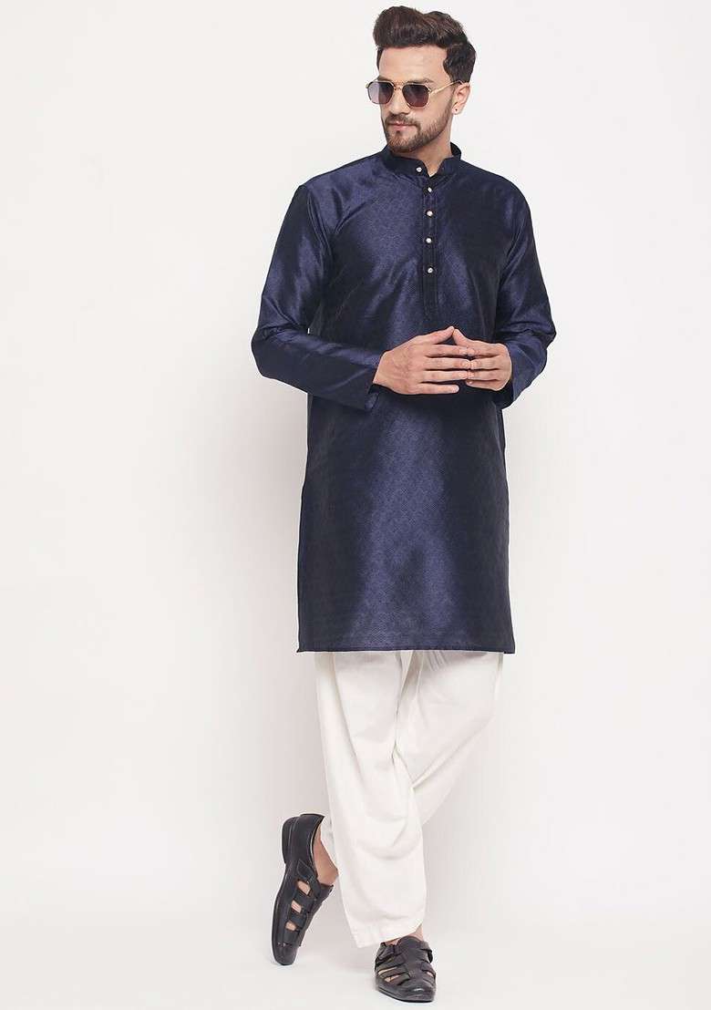 Cream Solid Cotton Salwar For Men - Indya