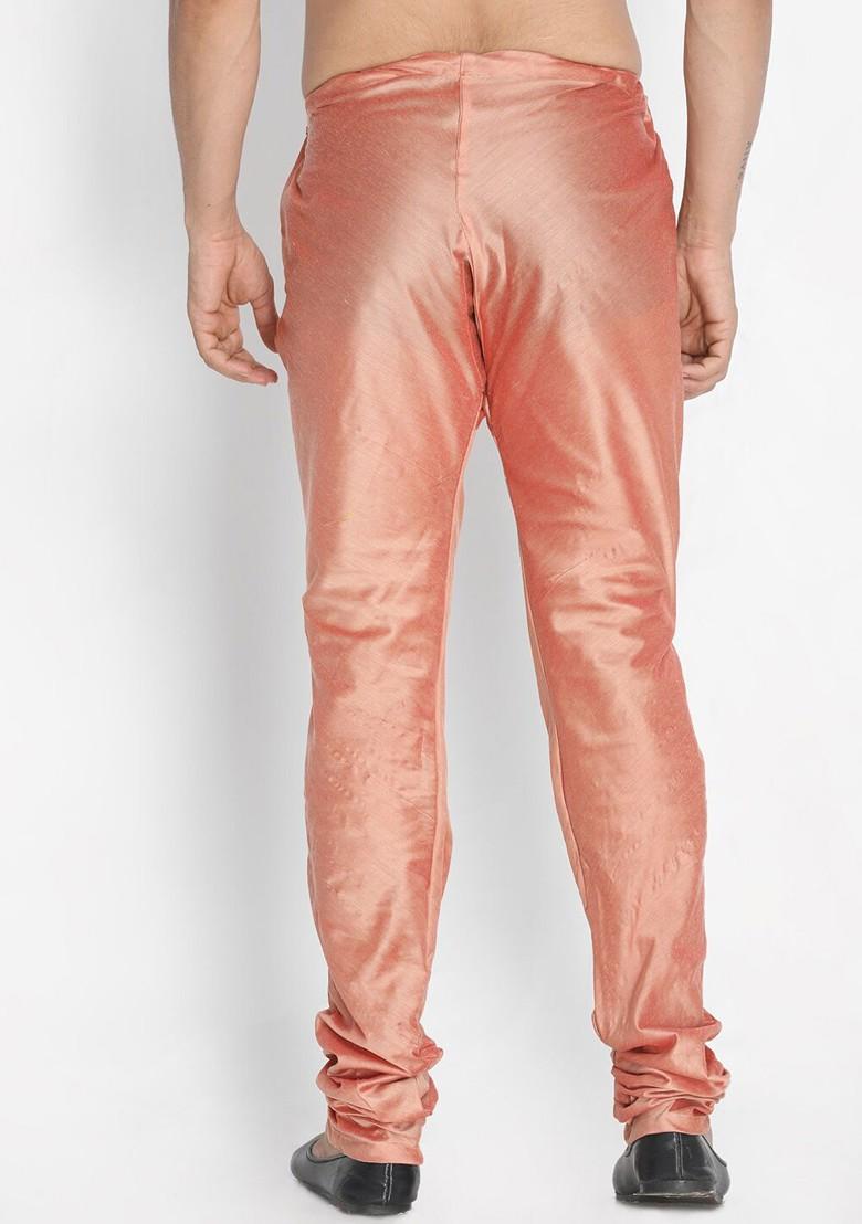 Pink Solid Cotton Churidar For Men