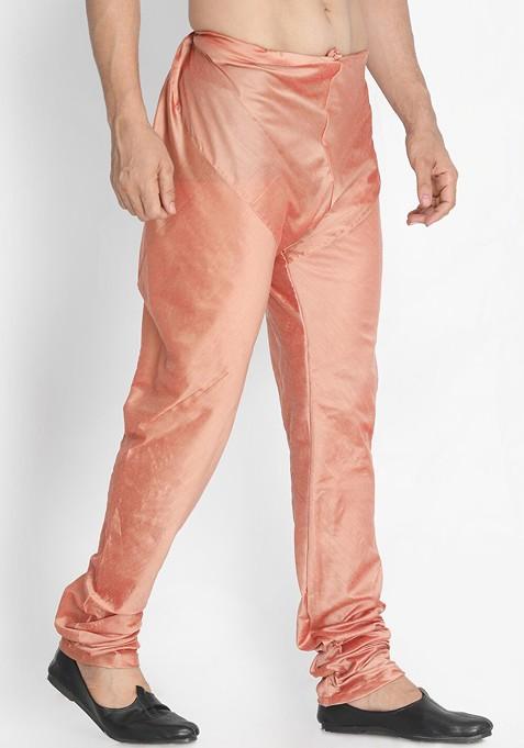 Pink Solid Cotton Churidar For Men