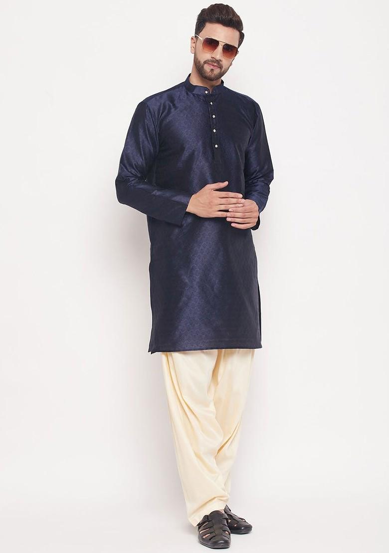 Gold Solid Poly Blend Salwar For Men