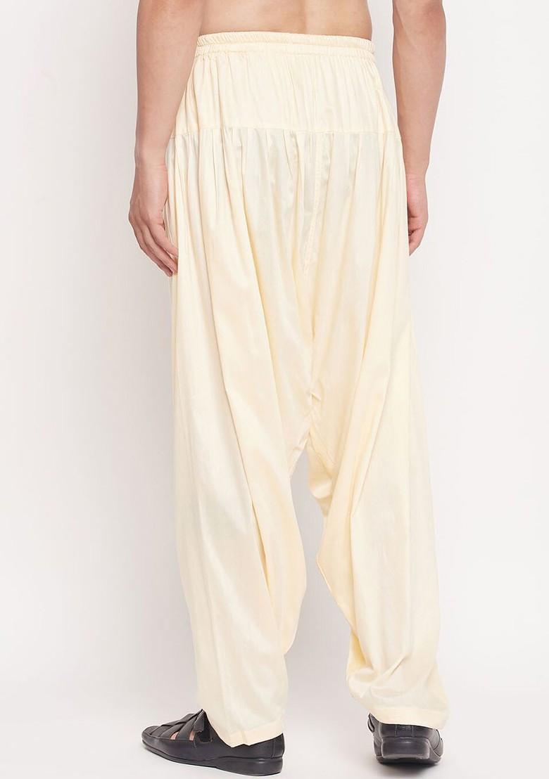 Gold Solid Poly Blend Salwar For Men