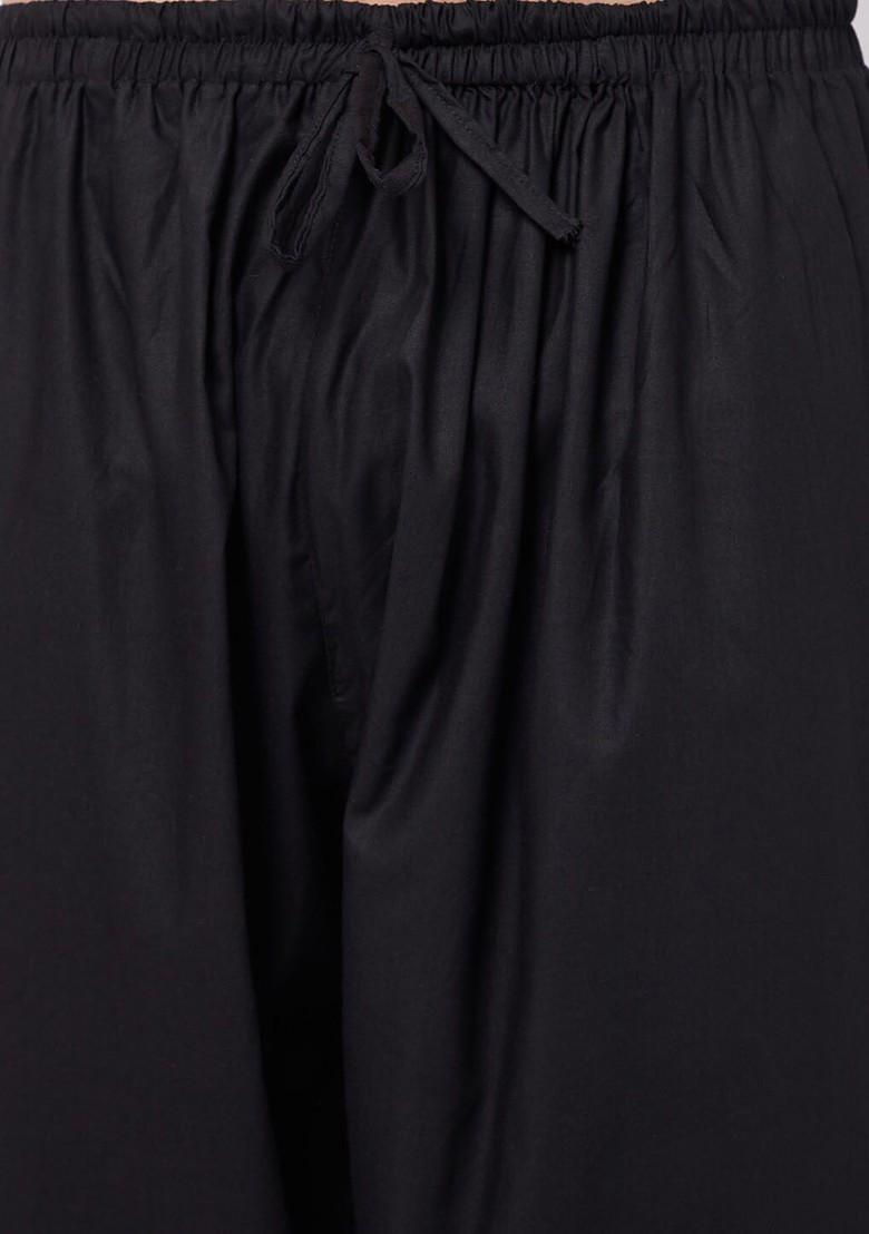 Black Solid Poly Blend Salwar For Men