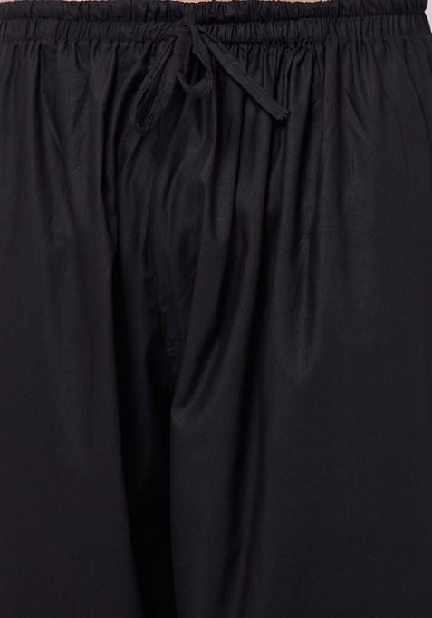 Black Solid Poly Blend Salwar For Men