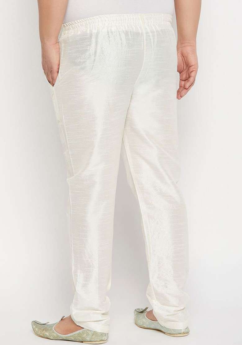 Cream Solid Poly Blend Pyjama For Men - Indya