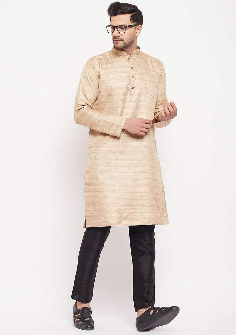 Black Solid Silk Blend Pyjama For Men - Indya