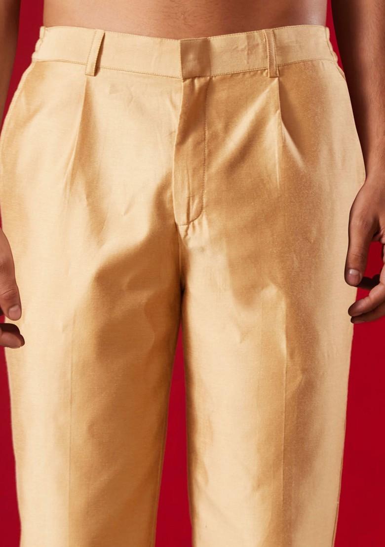 Rose Gold Solid Poly Blend Pyjama For Men