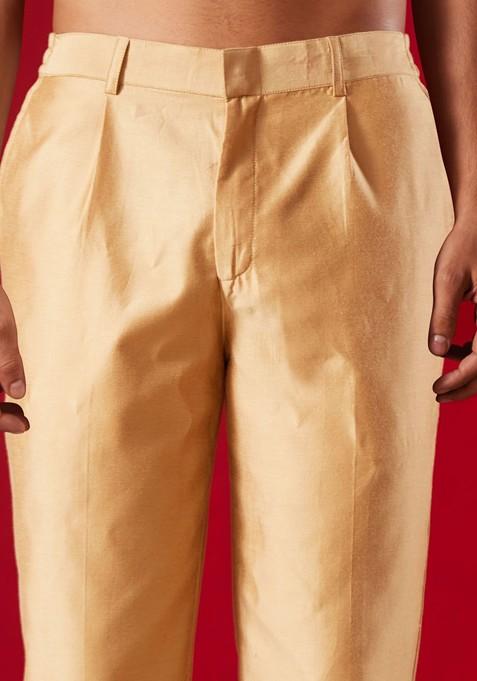 Rose Gold Solid Poly Blend Pyjama For Men