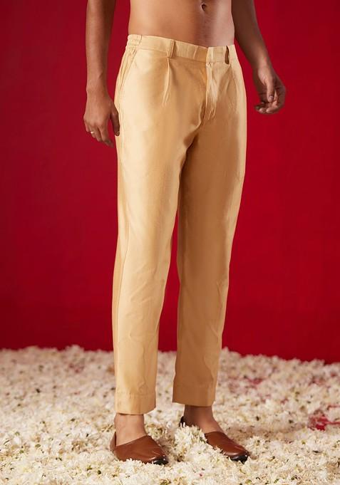 Rose Gold Solid Poly Blend Pyjama For Men