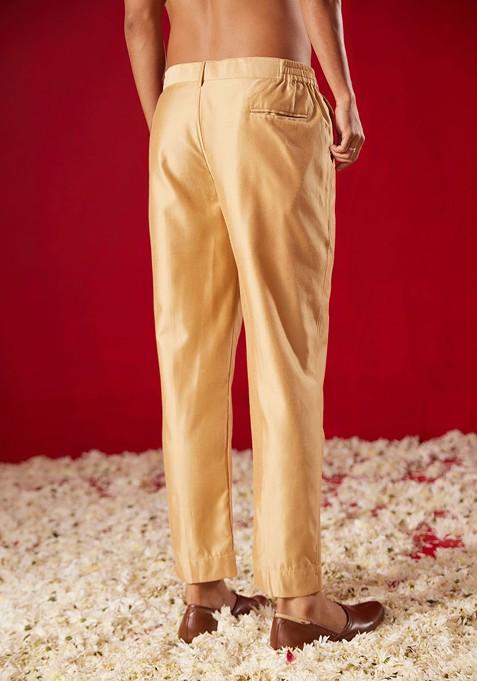 Rose Gold Solid Poly Blend Pyjama For Men