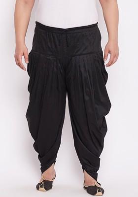 Black Solid Poly Blend Dhoti For Men