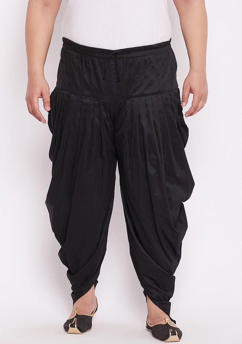 Black Solid Poly Blend Dhoti For Men