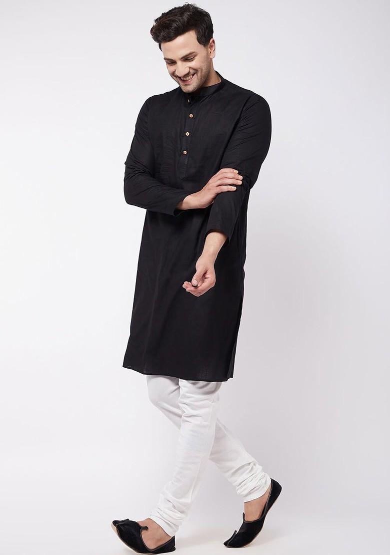 White Solid Poly Blend Churidar For Men