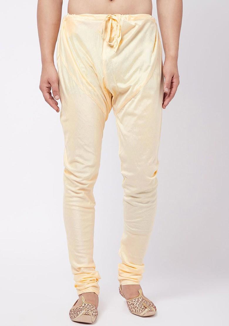 Gold Solid Poly Blend Pyjama For Men