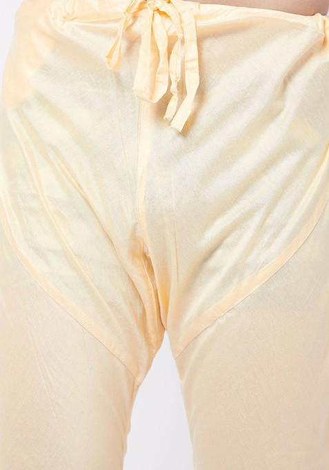 Gold Solid Poly Blend Pyjama For Men