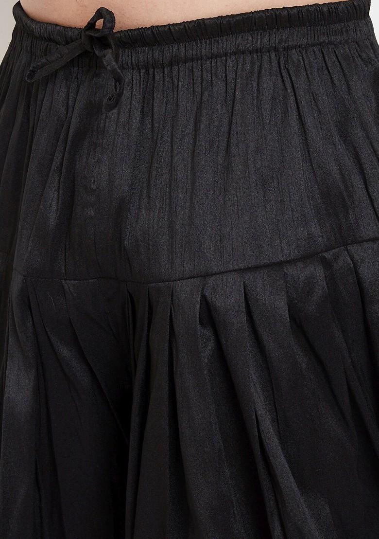 Black Solid Poly Blend Dhoti For Men