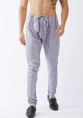 Lavender Solid Poly Blend Churidar For Men