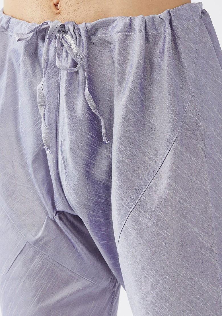 Lavender Solid Poly Blend Churidar For Men